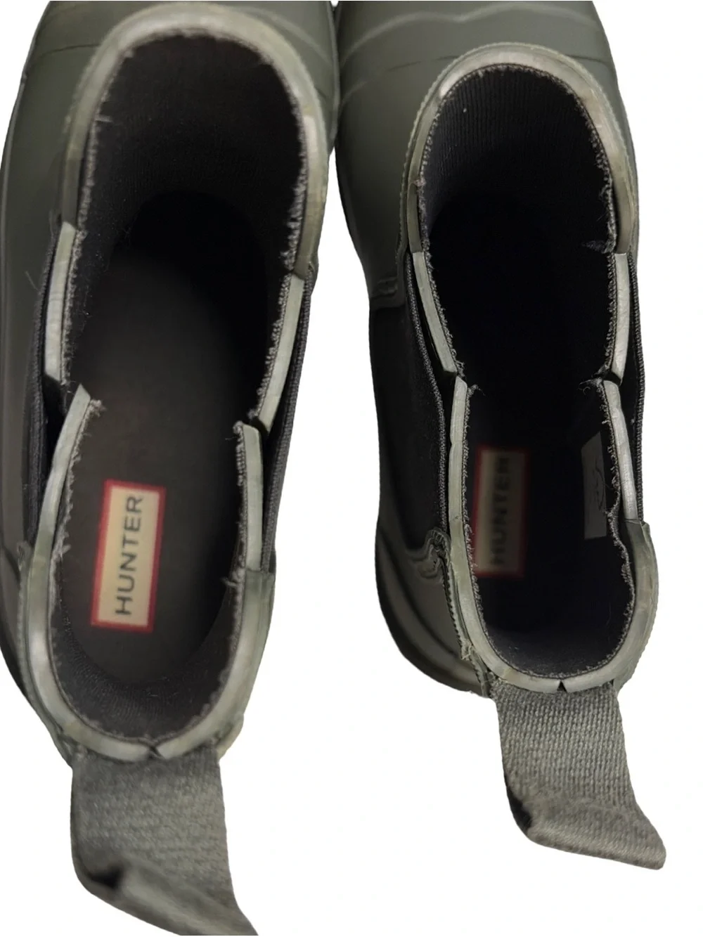 Hunter Olive Chelsea Short Rain Boots with Black Elastic